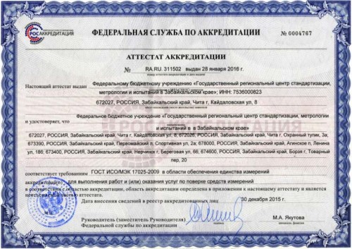 Забайкальский ЦСМ прошел процедуру подтверждения компетентности и расширении области аккредитации.